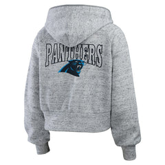 Carolina Panthers WEAR by Erin Andrews Women's Speckled Fleece Cropped Full-Zip Hoodie | NFL Online