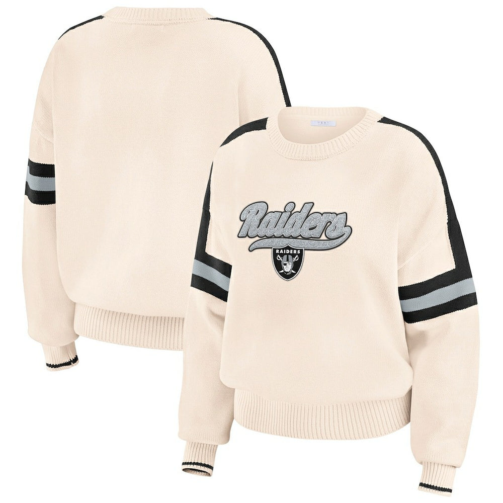 Las Vegas Raiders WEAR by Erin Andrews Women's Stripe Pullover Sweater | NFL Hot