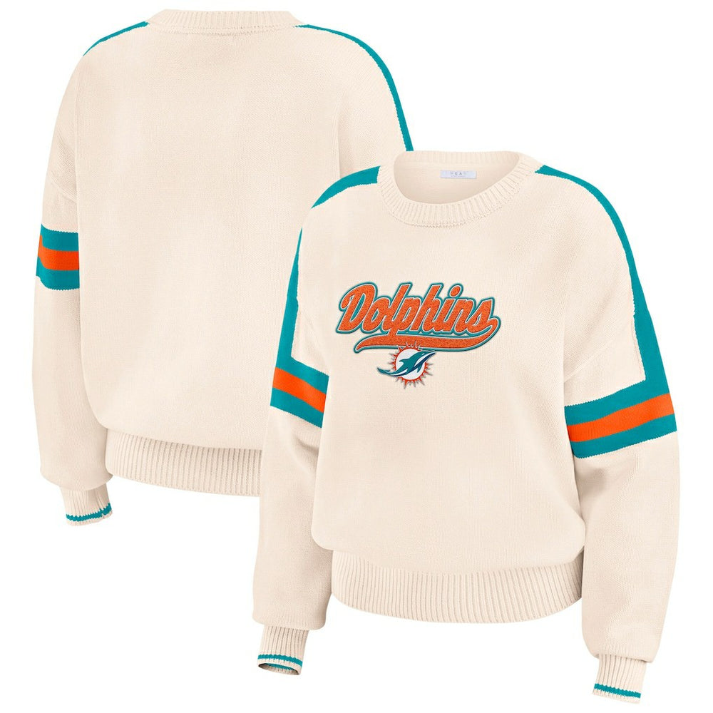 Miami Dolphins WEAR by Erin Andrews Women's Stripe Pullover Sweater | NFL On sale