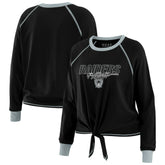 Las Vegas Raiders WEAR by Erin Andrews Women's Tie-Front Long Sleeve T-Shirt | NFL Discount