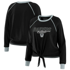 Las Vegas Raiders WEAR by Erin Andrews Women's Tie-Front Long Sleeve T-Shirt | NFL Discount