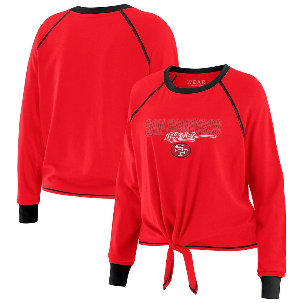 San Francisco 49ers WEAR by Erin Andrews Women's Tie-Front Long Sleeve T-Shirt | NFL Sale