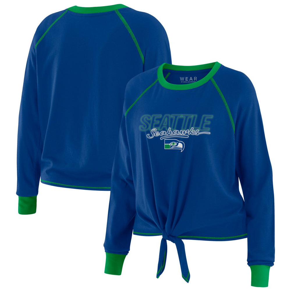 Seattle Seahawks WEAR by Erin Andrews Women's Tie-Front Long Sleeve T-Shirt | NFL Outlet