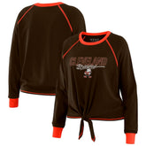 Cleveland Browns WEAR by Erin Andrews Women's Tie-Front Long Sleeve T-Shirt | NFL US