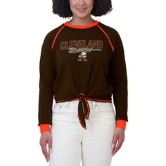Cleveland Browns WEAR by Erin Andrews Women's Tie-Front Long Sleeve T-Shirt | NFL US