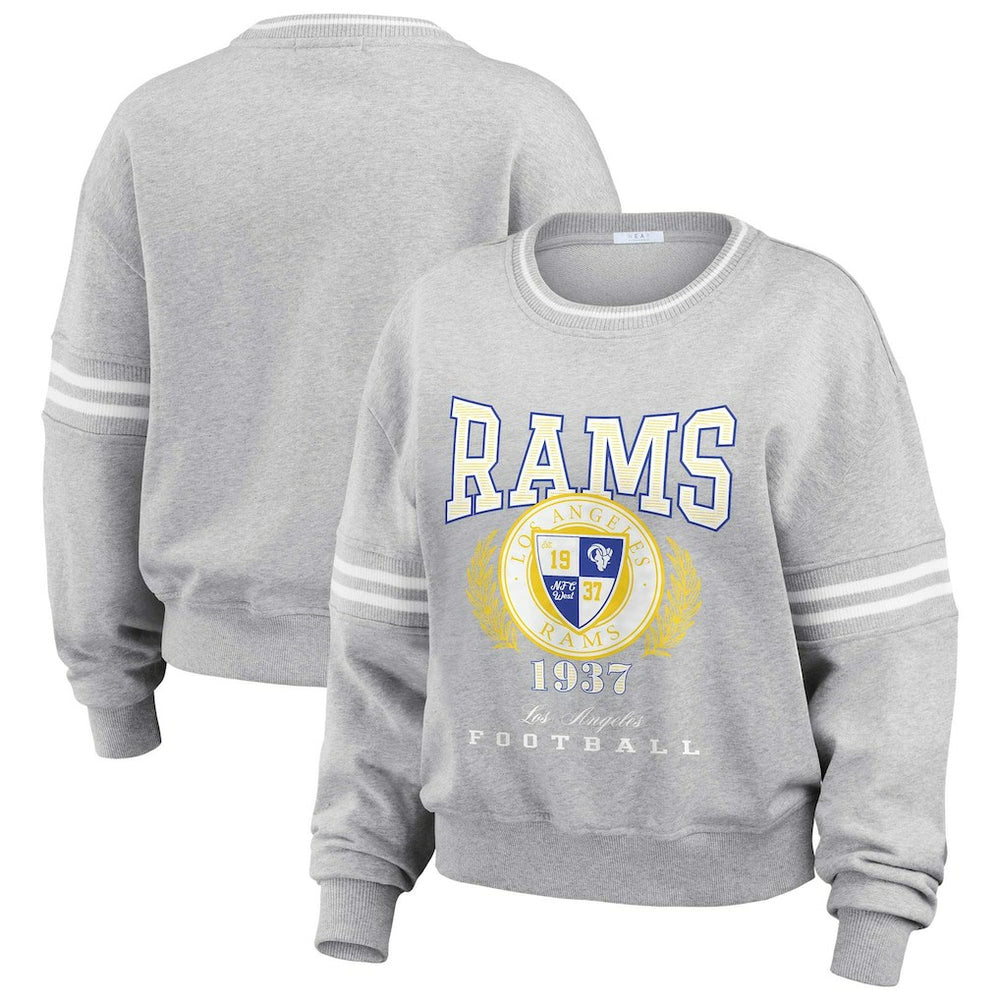 Los Angeles Rams WEAR by Erin Andrews Women's Cropped Pullover Sweatshirt | NFL Discount