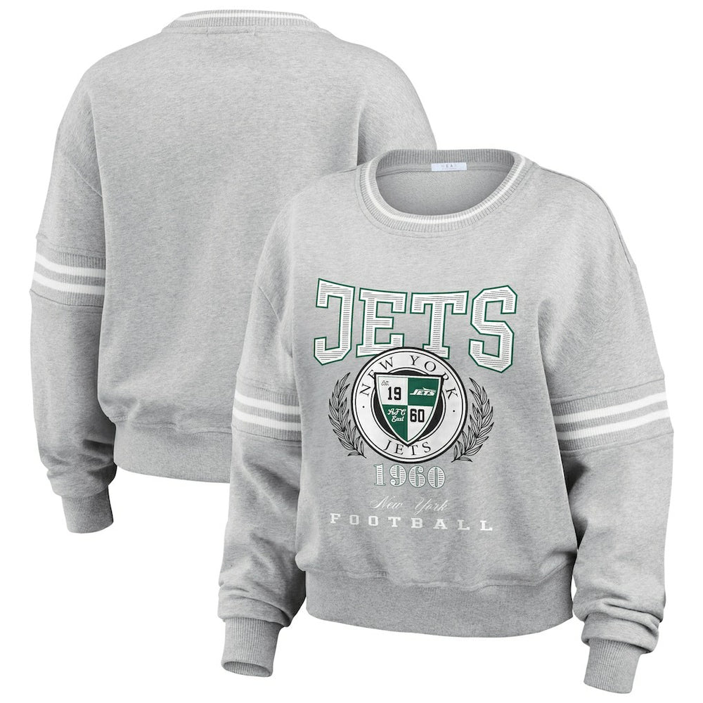 New York Jets WEAR by Erin Andrews Women's Crest Cropped Pullover Sweatshirt | NFL US