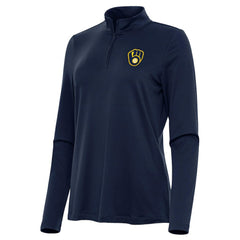 Milwaukee Brewers Antigua Women's Reprocess Quarter-Zip Top - Navy - MLB Tops