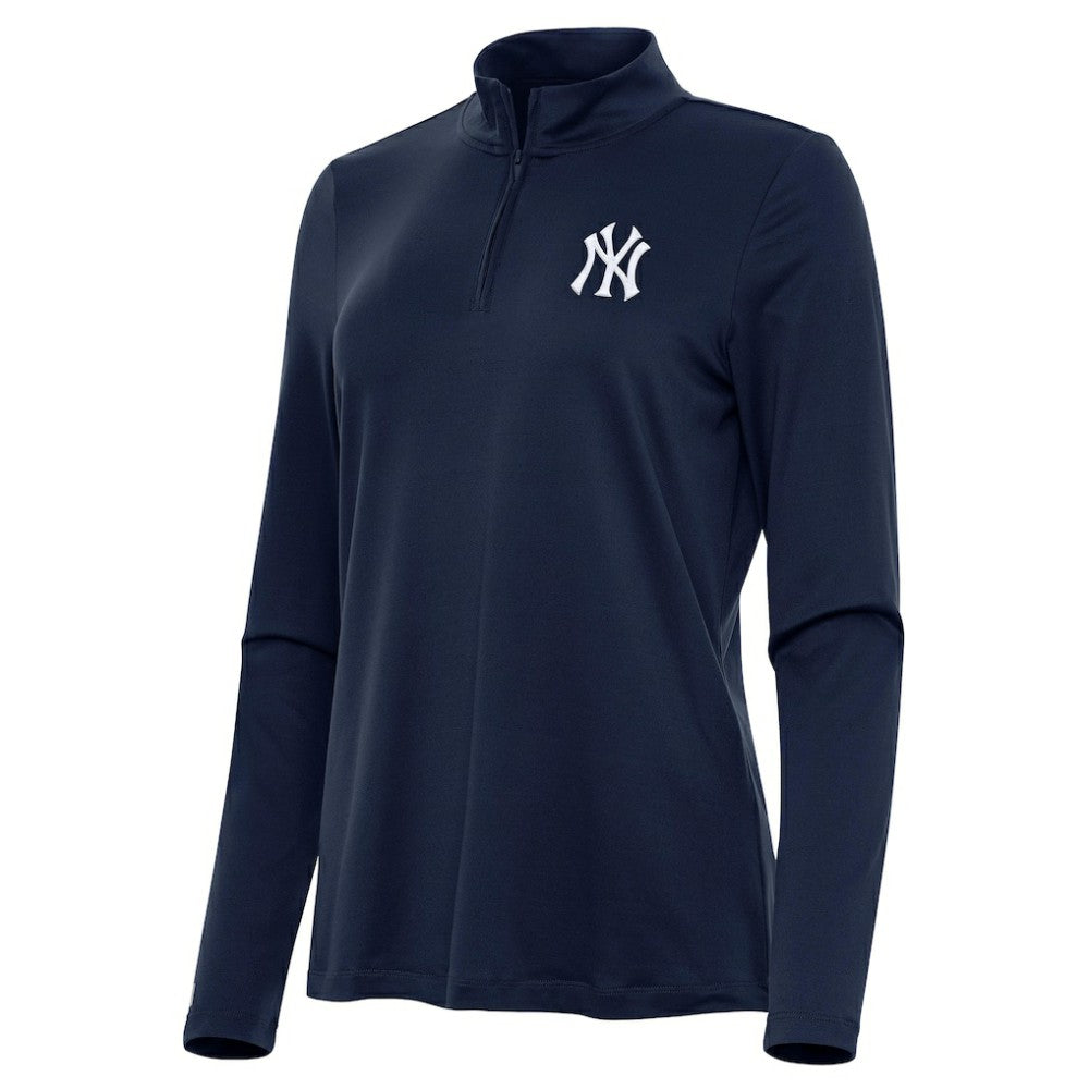 New York Yankees Antigua Women's Reprocess Quarter-Zip Top - Navy - MLB Tops