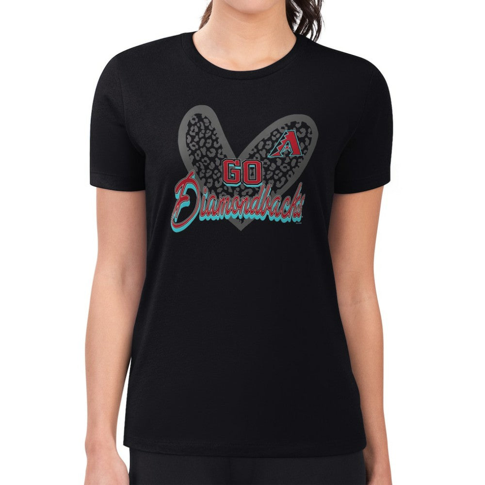 Arizona Diamondbacks G-III 4Her by Carl Banks Women's Super-Slim Fit Lightweight Leopard Heart T-Shirt - MLB T-shirts