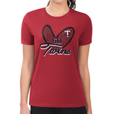 Minnesota Twins G-III 4Her by Carl Banks Women's Super-Slim Fit Lightweight Leopard Heart T-Shirt - MLB T-shirts