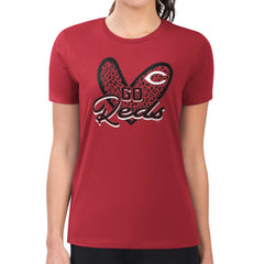 Cincinnati Reds G-III 4Her by Carl Banks Women's Super-Slim Fit Lightweight Leopard Heart T-Shirt - MLB T-shirts