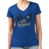 Kansas City Royals G-III 4Her by Carl Banks Women's Super-Slim Fit Lightweight Leopard Heart V-Neck T-Shirt - MLB T-shirts