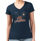 Houston Astros G-III 4Her by Carl Banks Women's Super-Slim Fit Lightweight Leopard Heart V-Neck T-Shirt - MLB T-shirts