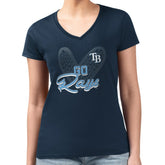 Tampa Bay Rays G-III 4Her by Carl Banks Women's Super-Slim Fit Lightweight Leopard Heart V-Neck T-Shirt - MLB T-shirts