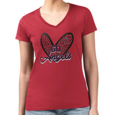 Los Angeles Angels G-III 4Her by Carl Banks Women's Super-Slim Fit Lightweight Leopard Heart V-Neck T-Shirt - MLB T-shirts