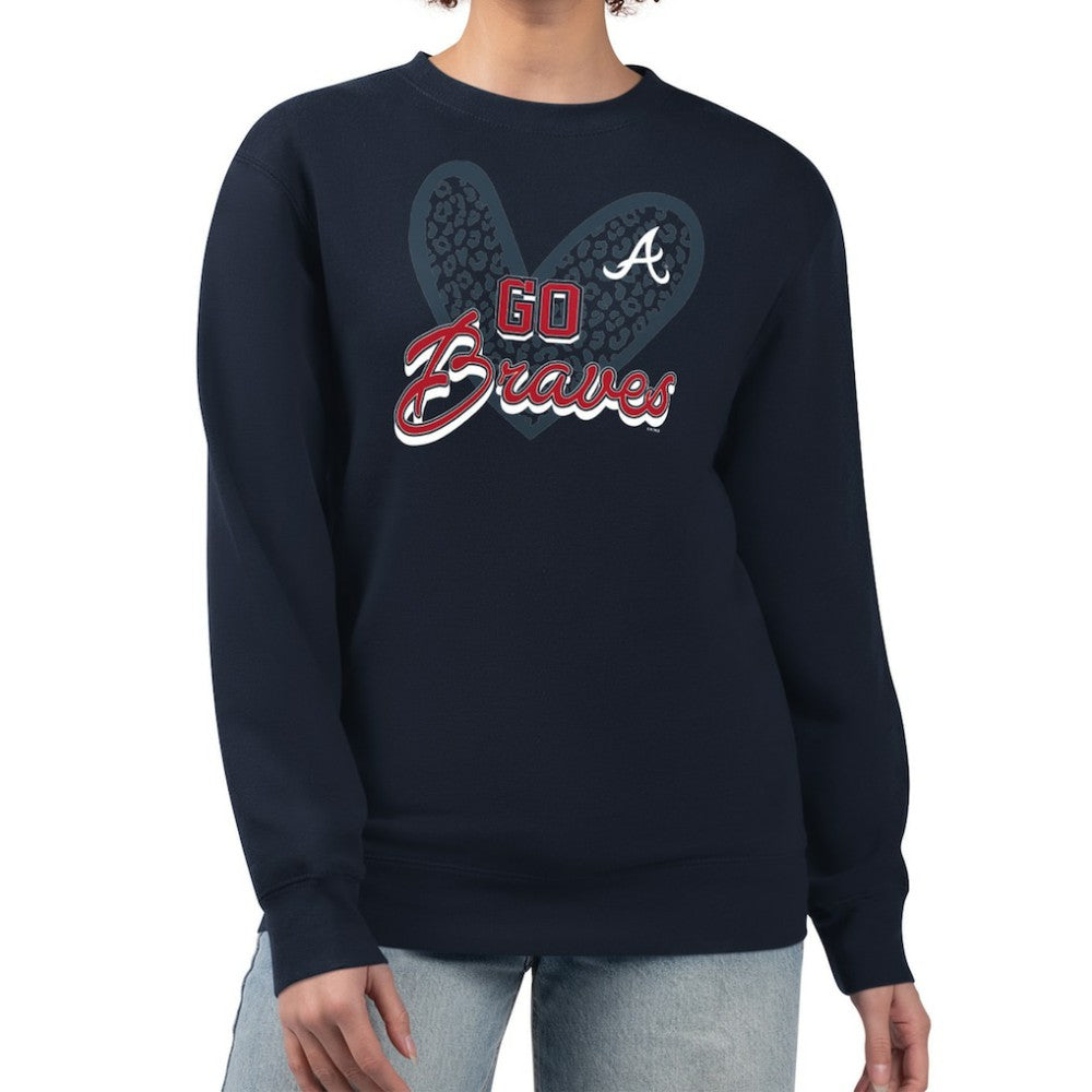 Atlanta Braves G-III 4Her by Carl Banks Women's Leopard Heart Pullover Sweatshirt - MLB Pullover