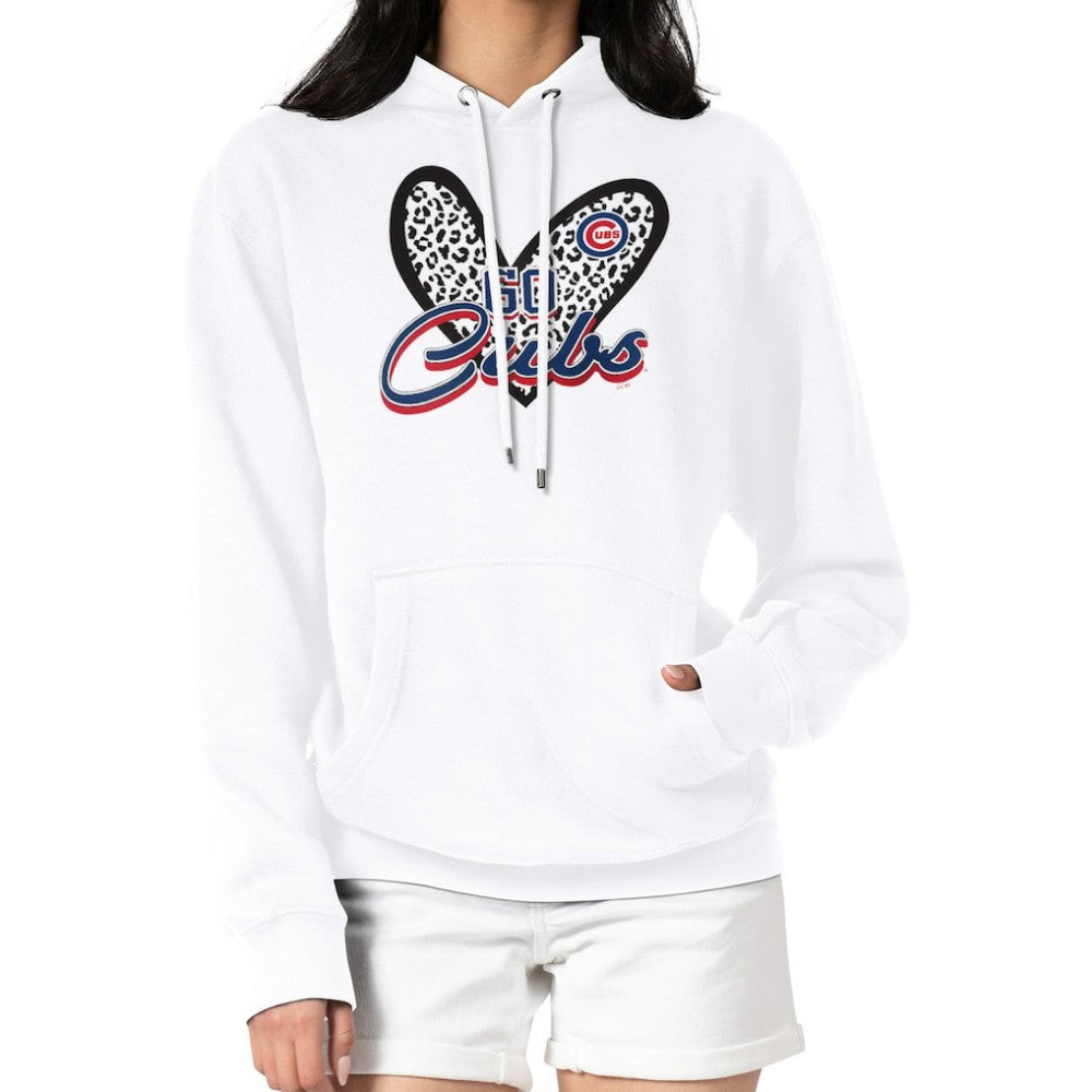 Chicago Cubs G-III 4Her by Carl Banks Women's Leopard Heart Pullover Hoodie - MLB Hoodies