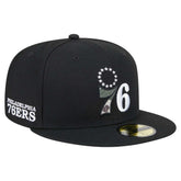 Black Philadelphia 76ers Camo Print UV 59FIFTY Fitted Hat | NBA