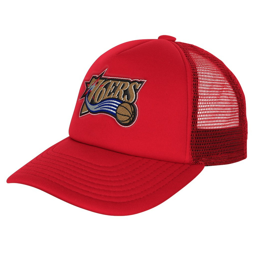 Red Philadelphia 76ers Youth Core Evergreen Trucker Adjustable Hat | NBA