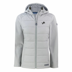Detroit Lions Cutter & Buck Women's Evoke Hybrid Eco Softshell Recycled Full-Zip Hoodie Jacket | NFL Sale