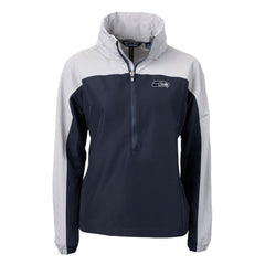 Seattle Seahawks Cutter & Buck Women's Charter Eco Recycled Half-Zip Hoodie Anorak Jacket | NFL Discount