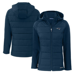 New England Patriots Cutter & Buck Women's Evoke Hybrid Eco Softshell Recycled Full-Zip Hoodie Jacket | NFL Outlet