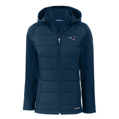 New England Patriots Cutter & Buck Women's Evoke Hybrid Eco Softshell Recycled Full-Zip Hoodie Jacket | NFL Outlet
