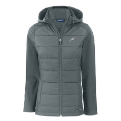 Philadelphia Eagles Cutter & Buck Women's Evoke Hybrid Eco Softshell Recycled Full-Zip Hoodie Jacket | NFL US