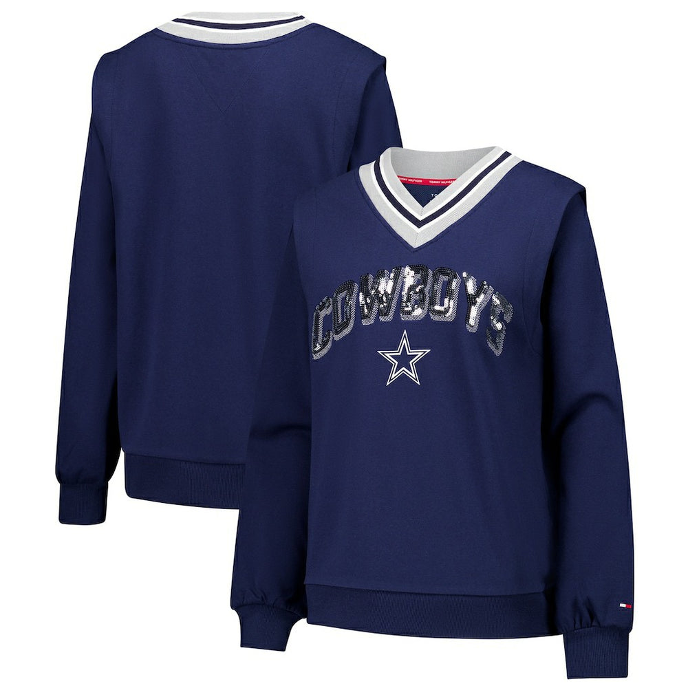 Dallas Cowboys Tommy Hilfiger Women's Alice V-Neck Pullover Sweatshirt | NFL Near me
