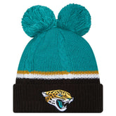 Jacksonville Jaguars Women's Double Bubble Cuffed Knit Hat with Poms | NFL Discount