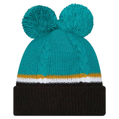 Jacksonville Jaguars Women's Double Bubble Cuffed Knit Hat with Poms | NFL Discount