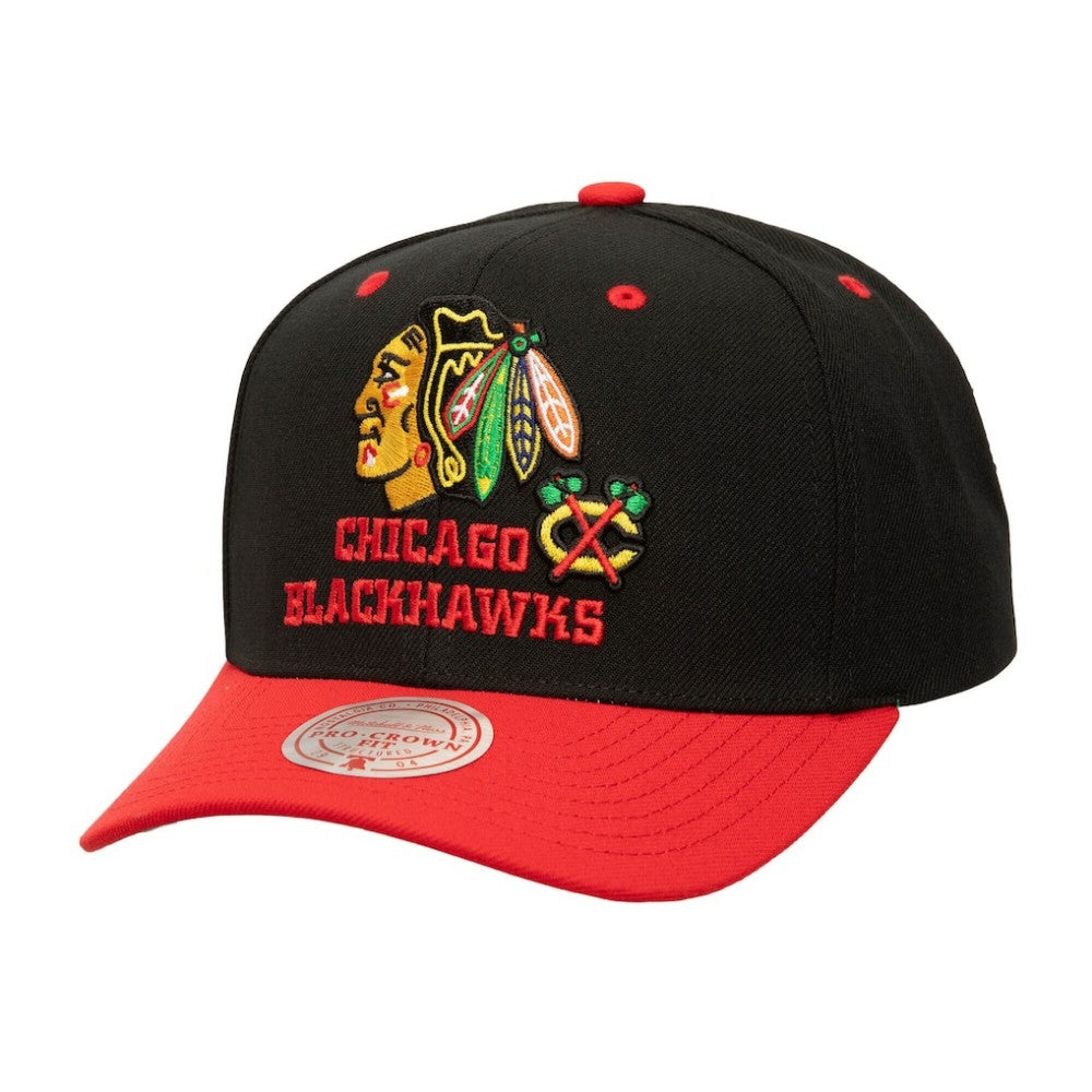 Chicago Blackhawks Mitchell & Ness All In 2.0 Pro Crown Adjustable Hat - NHL Hats