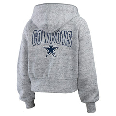 Dallas Cowboys WEAR by Erin Andrews Women's Speckled Fleece Cropped Full-Zip Hoodie | NFL Discount