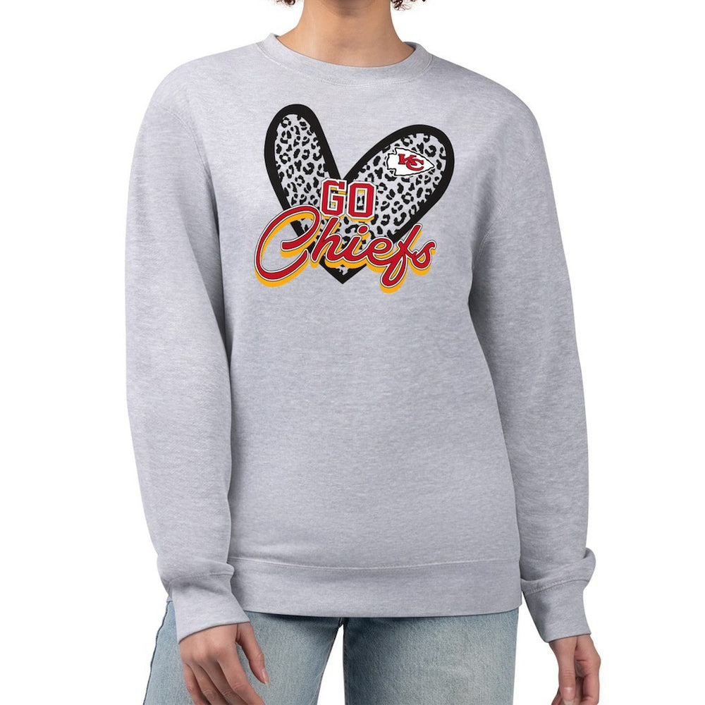 Kansas City Chiefs G-III 4Her by Carl Banks Women's Leopard Heart Pullover Sweatshirt | NFL Discount