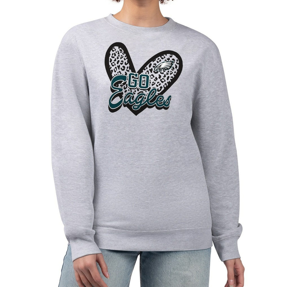 Philadelphia Eagles G-III 4Her by Carl Banks Women's Leopard Heart Pullover Sweatshirt | NFL Hot