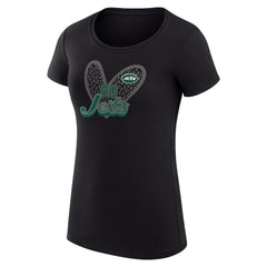 New York Jets G-III 4Her by Carl Banks Women's Super-Slim Fit Lightweight Animal Print Heart T-Shirt | NFL Discount