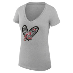 Tampa Bay Buccaneers G-III 4Her by Carl Banks Women's Super-Slim Fit Lightweight Leopard Heart V-Neck T-Shirt | NFL Online