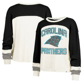 Carolina Panthers '47 Women's Double Header Curve Raglan Long Sleeve Crop Top | NFL New
