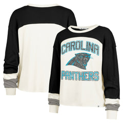 Carolina Panthers '47 Women's Double Header Curve Raglan Long Sleeve Crop Top | NFL New