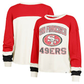 San Francisco 49ers '47 Women's Double Header Curve Raglan Long Sleeve Crop Top | NFL Discount