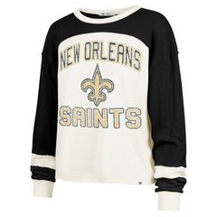 New Orleans Saints '47 Women's Double Header Curve Raglan Long Sleeve Crop Top | NFL New