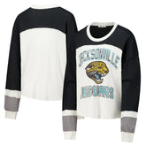 Jacksonville Jaguars '47 Women's Double Header Curve Raglan Long Sleeve Crop Top | NFL Hot