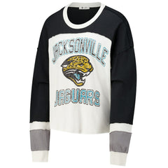 Jacksonville Jaguars '47 Women's Double Header Curve Raglan Long Sleeve Crop Top | NFL Hot