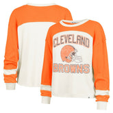 Cleveland Browns '47 Women's Double Header Curve Raglan Long Sleeve Crop Top | NFL Sale