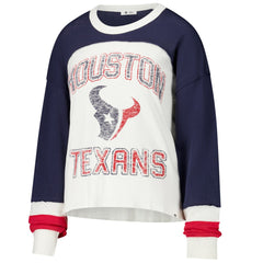 Houston Texans '47 Women's Double Header Curve Raglan Long Sleeve Crop Top | NFL New