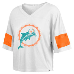 Miami Dolphins '47 Women's Double Header Scout Cropped V-Neck T-Shirt | NFL US