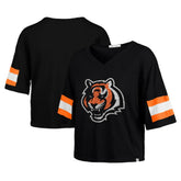 Cincinnati Bengals '47 Women's Double Header Scout Cropped V-Neck T-Shirt | NFL Outlet