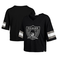 Las Vegas Raiders '47 Women's Double Header Scout Cropped V-Neck T-Shirt | NFL New