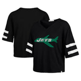 New York Jets '47 Women's Double Header Scout Cropped V-Neck T-Shirt | NFL Online